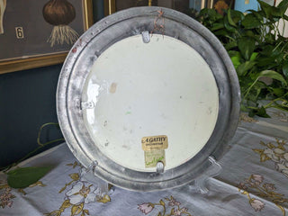 Round floral lucite casting with pewter frame - Artful Accumulator Boutique Vintage