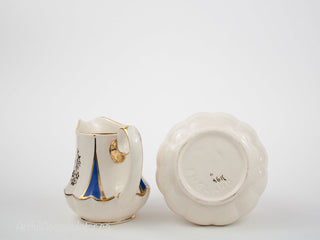Sadler creamer & sugar set: gold, blue, cream -  - #tag1# - #tag2# - #tag3# - #tag4# - the Artful Accumulator's Vintage Boutique