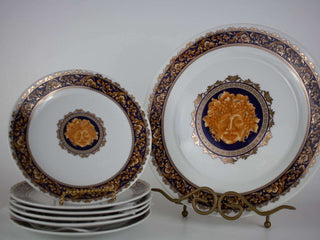 Set of 6 dessert plates, one cake plate -  - #tag1# - #tag2# - #tag3# - #tag4# - the Artful Accumulator's Vintage Boutique