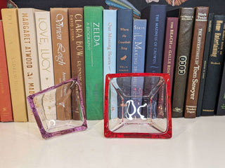 Set of 2 Clear Glass Decorative Bowls with Colored Accents - Artful Accumulator Boutique Vintage