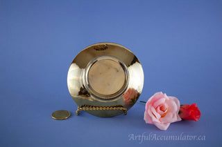 Set of 2, small dish with Inlaid gold leaves & pink roses, ring dish, saucer -  - #tag1# - #tag2# - #tag3# - #tag4# - the Artful Accumulator's Vintage Boutique
