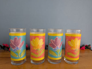 Set of 4 floral glasses - Artful Accumulator Boutique Vintage
