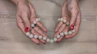 Short Necklace with Translucent Creamy Round Beads - Artful Accumulator Boutique Vintage