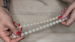 Short Necklace with Translucent Creamy Round Beads - Artful Accumulator Boutique Vintage
