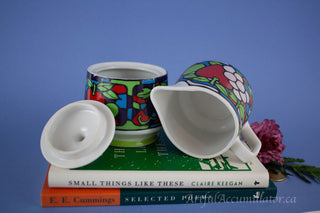 Stained Glass Design on Creamer and Sugar Pot -  - #tag1# - #tag2# - #tag3# - #tag4# - the Artful Accumulator's Vintage Boutique