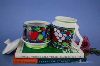 Stained Glass Design on Creamer and Sugar Pot -  - #tag1# - #tag2# - #tag3# - #tag4# - the Artful Accumulator's Vintage Boutique