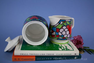 Stained Glass Design on Creamer and Sugar Pot -  - #tag1# - #tag2# - #tag3# - #tag4# - the Artful Accumulator's Vintage Boutique