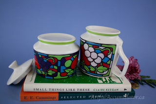Stained Glass Design on Creamer and Sugar Pot -  - #tag1# - #tag2# - #tag3# - #tag4# - the Artful Accumulator's Vintage Boutique