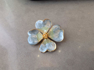 Swirled blue-green clover flower brooch - Artful Accumulator Boutique Vintage