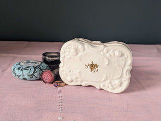 Textured victorian motif keepsake box - Artful Accumulator Boutique Vintage