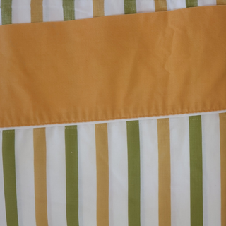 Thelma - Avocado and Goldenrod striped vintage top flat sheets on creamy white - Artful Accumulator Boutique Vintage
