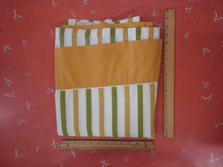 Thelma - Avocado and Goldenrod striped vintage top flat sheets on creamy white - Artful Accumulator Boutique Vintage