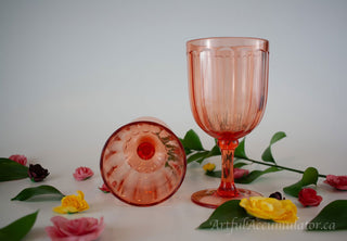 a splendid pair of Pink Melamine / Acrylic Goblets -  - #tag1# - #tag2# - #tag3# - #tag4# - the Artful Accumulator's Vintage Boutique