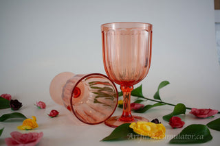 a splendid pair of Pink Melamine / Acrylic Goblets -  - #tag1# - #tag2# - #tag3# - #tag4# - the Artful Accumulator's Vintage Boutique