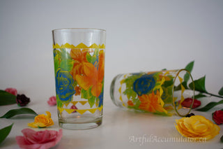 blue rose floral print abstract, Set of 2 -  - #tag1# - #tag2# - #tag3# - #tag4# - the Artful Accumulator's Vintage Boutique