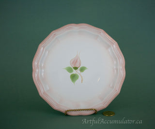 decorative plate with single rosebud, pink ombre edges -  - #tag1# - #tag2# - #tag3# - #tag4# - the Artful Accumulator's Vintage Boutique