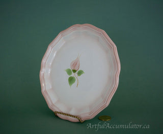 decorative plate with single rosebud, pink ombre edges -  - #tag1# - #tag2# - #tag3# - #tag4# - the Artful Accumulator's Vintage Boutique