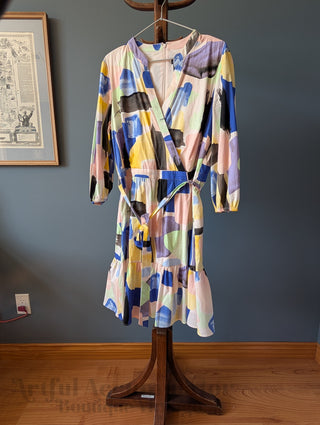 watercolor brushstrokes wrap-style dress by DKNY