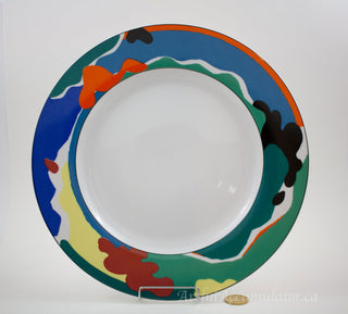 large round serving plate with bold, funky design around rim -  - #tag1# - #tag2# - #tag3# - #tag4# - the Artful Accumulator's Vintage Boutique