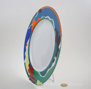 large round serving plate with bold, funky design around rim -  - #tag1# - #tag2# - #tag3# - #tag4# - the Artful Accumulator's Vintage Boutique