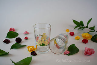 multicolor abstract floral arcopal, set of 2 -  - #tag1# - #tag2# - #tag3# - #tag4# - the Artful Accumulator's Vintage Boutique