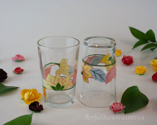 multicolor abstract floral arcopal, set of 2 -  - #tag1# - #tag2# - #tag3# - #tag4# - the Artful Accumulator's Vintage Boutique