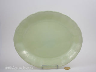 oval medium platter with scalloped lip in Pistachio green / Almond Petal -  - #tag1# - #tag2# - #tag3# - #tag4# - the Artful Accumulator's Vintage Boutique