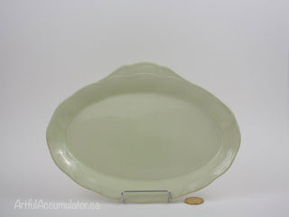 oval small platter with scalloped lip in Pistachio green  / Almond Petal -  - #tag1# - #tag2# - #tag3# - #tag4# - the Artful Accumulator's Vintage Boutique