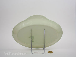 oval small platter with scalloped lip in Pistachio green  / Almond Petal -  - #tag1# - #tag2# - #tag3# - #tag4# - the Artful Accumulator's Vintage Boutique