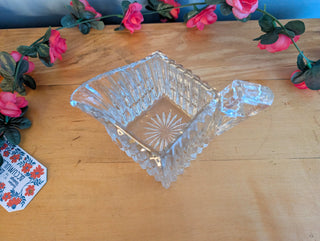 Carved Glass Art Deco Creamer & Sugar by Heisey Glass (sold as a set)