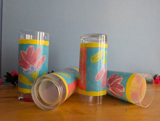 Ensemble de 4 verres à boire floraux