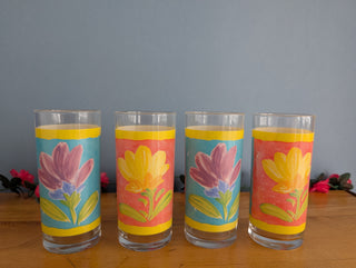 Ensemble de 4 verres à boire floraux