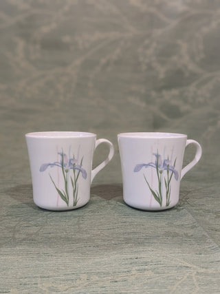 set of 2, corelle mugs, purple iris