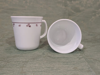 set of 2, Corelle mugs, dark red pattern