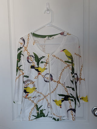 chemise boutonnée à manches longues, motif floral et feuilles automnal, taille 34