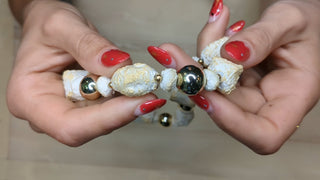 Chunky White & Cream Faux Stone with Gold Accent Beads