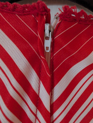 Dress - fit & flare patchwork dress in red and white stripes