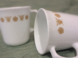 set of 2, Corelle mugs, golden butterfly