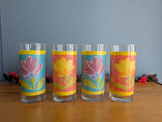 Ensemble de 4 verres à boire floraux