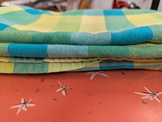 Elsie - rectangle tablecloth - yellow, green, turquoise squares
