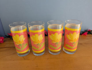 Ensemble de 4 verres à boire floraux