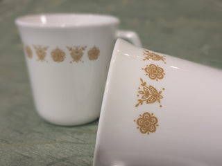 set of 2, Corelle mugs, golden butterfly