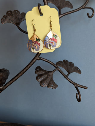 cloisonne floral enamel earrings on copper