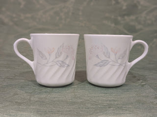 set of 2, Corelle mugs, pink trio pattern
