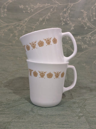 set of 2, Corelle mugs, golden butterfly