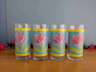 Ensemble de 4 verres à boire floraux