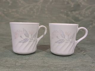 set of 2, Corelle mugs, pink trio pattern