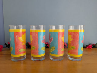 Ensemble de 4 verres à boire floraux