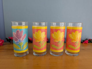 Ensemble de 4 verres à boire floraux