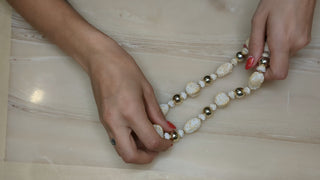 Chunky White & Cream Faux Stone with Gold Accent Beads